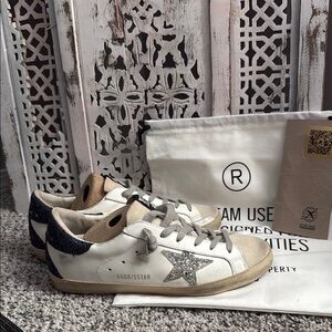 Golden Goose White Sneakers with Glitter Star